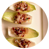 ENDIVE PETALS WITH SMOKED SCALLOPS