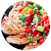 LIME GRILLED CHICKEN BREATS WITH AVOCADO SALSA