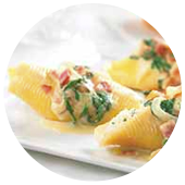 STUFFED PASTA SHELLS WITH BACON AND SPINACH