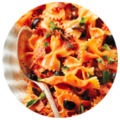 FARFALLE WITH PROSCIUTTO AND OLIVES