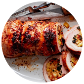 BACON AND APPLE-STUFFED BARBECUE PORK LOIN